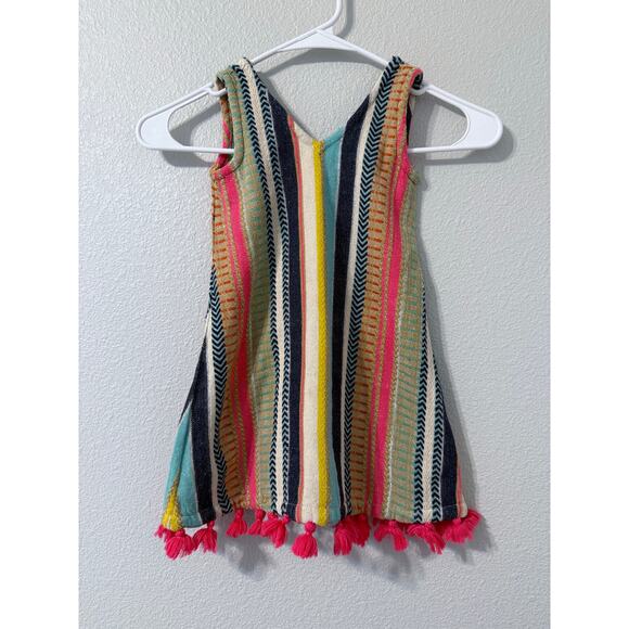 Pink Chicken Colorful Striped Kids Dress with Tassels - 2Y - Picture 1 of 6